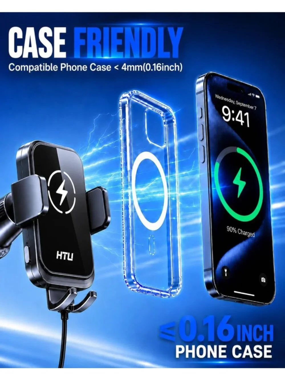 2026 Wireless Car Charger Mount - 15W Fast Charging, Auto-Clamping, Strong